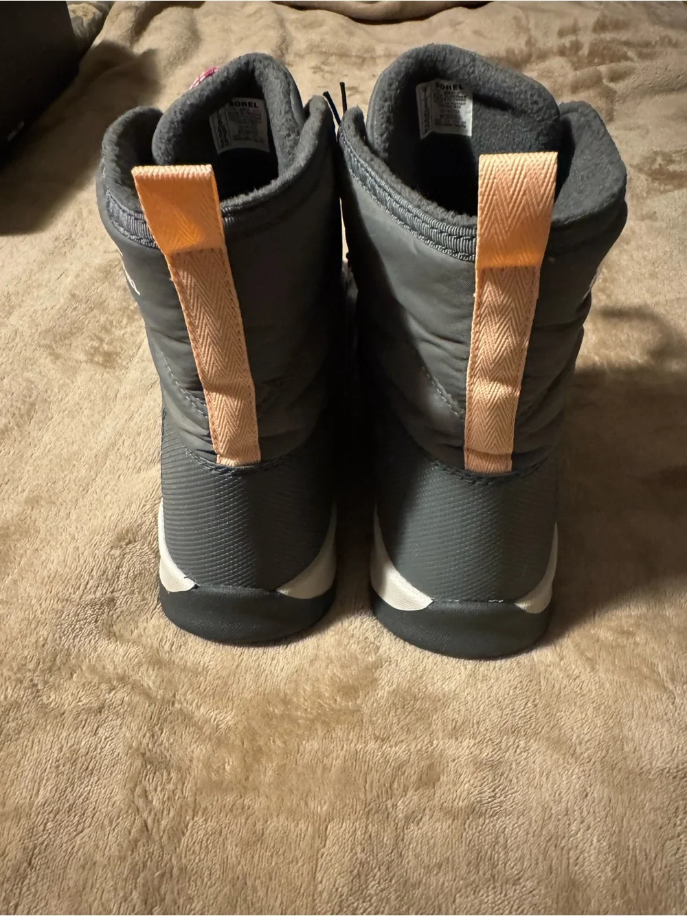 Sorel Gray Winter Boots with Pink Laces